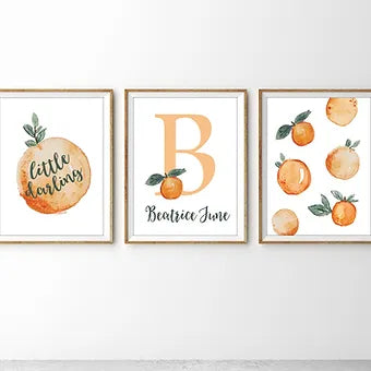 Personalized Set of Three Oranges Print