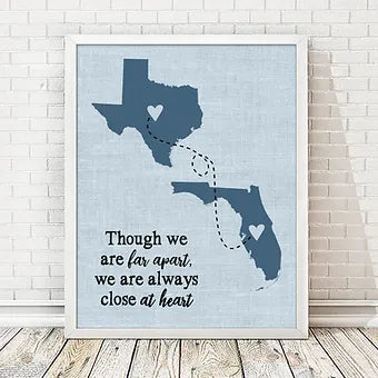 Personalized Far Apart But Close In Heart Map Print