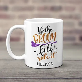 If the Broom Fits Personalized Halloween Mug