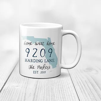Personalized Home Sweet Home Address Cup