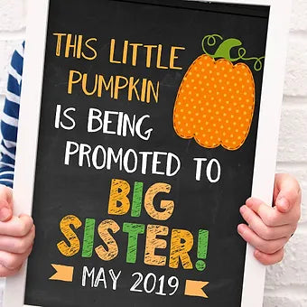 Personalized Little Pumpkin is Promoted To Big Sister Baby Announcement Print