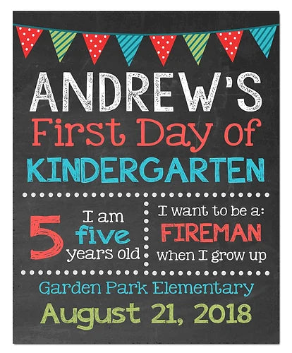 Personalized First Day of School Print