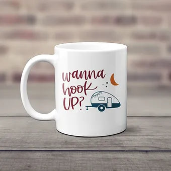 Custom Wanna Hook Up Coffee Mug, Camping Theme