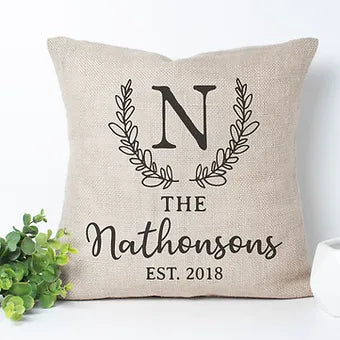 Personalized Monogram Leaf Pillow