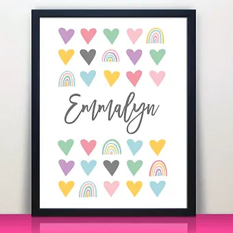 Personalized Rainbow Heart Print