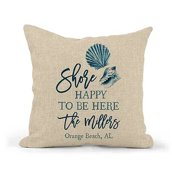 Personalized Shore Happy To Be Here Pillow