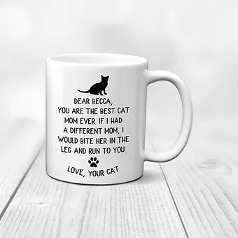 Best Cat Mom Ever mug: Personalized ceramic coffee mug, a loving Mother's Day gift.