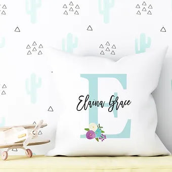 Personalized Teal Monogram Pillow