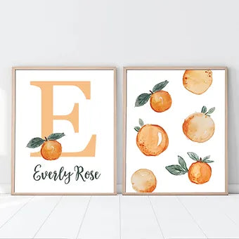 Personalized Set of 2 Oranges Print