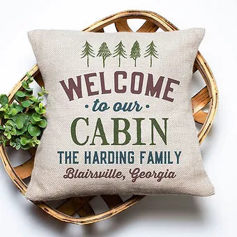 Personalized Welcome To Our Cabin Pillow