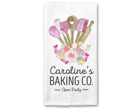 Your Bakery's Kitchen Towel Decor with Personalized Name
