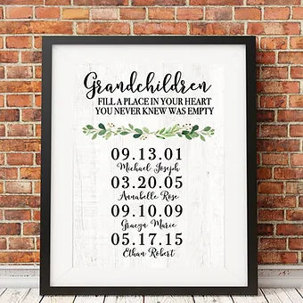 Personalized Grandchildren Dates Print
