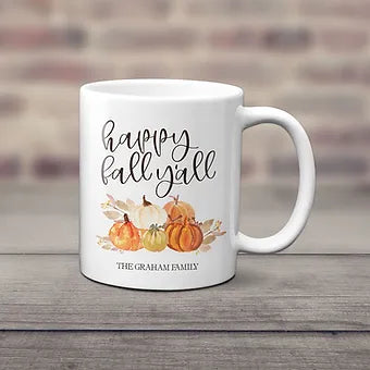 Personalized Happy Fall Y'all Mug