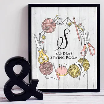 Monogram Sewing Room Print