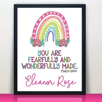 Personalized You Are Fearfully & Wonderfully Made Rainbow Print