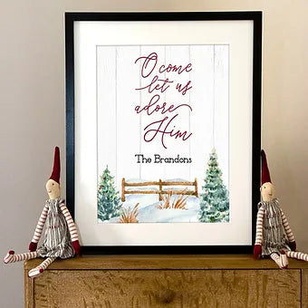 Personalized O Come Let Us Adore Him Christmas Print