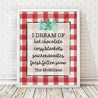 Personalized I Dream Of Plaid Christmas Print