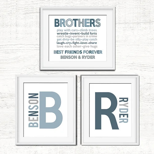 Personalized Set of Three Brother Prints
