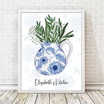 Personalized Floral Pot Kitchen Print