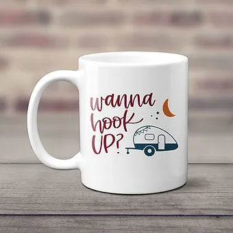 Custom Wanna Hook Up Coffee Mug, Camping Theme
