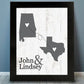 Personalized Two State Long Distance Print