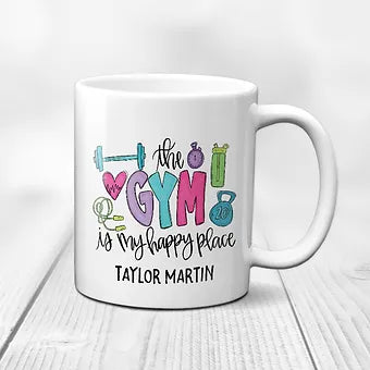 Personalized The Gym Is My Happy Place Mug