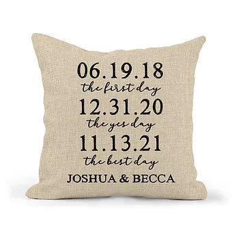 Personalized Special Dates Wedding Pillow