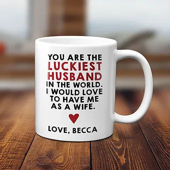 Personalized Luckiest Husband Mug