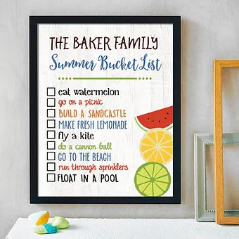 Personalized Family Summer Bucket List Print