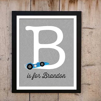 Personalized Racecar Monogram Print