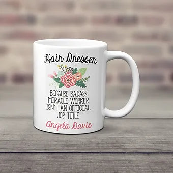 Personalized Comical Floral Hairdresser Mug