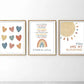 Personalized Set of Three Pastel Prints