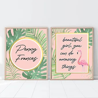 Personalized Set of 2 Flamingo Prints