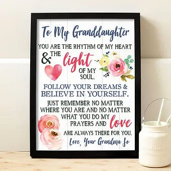 Floral To My Granddaughter Personalized Print