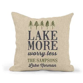 Personalized Lake More Worry Less Pillow