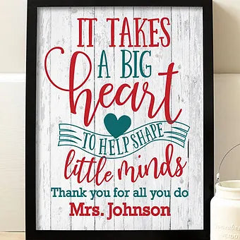 Personalized Teacher Appreciation Heart Print