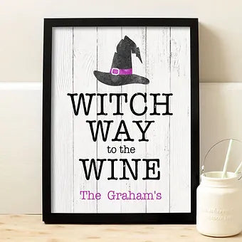 Which Way to the Wine Personalized Halloween Print