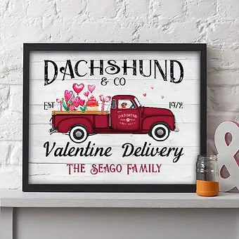 Dachshund Valentines Day Personalized Print