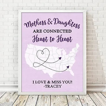 Personalized Mothers & Daughters Are Connected Heart to Heart Print