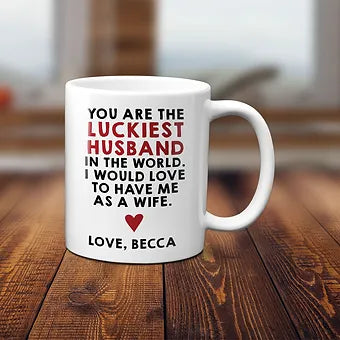 Personalized Luckiest Husband Mug