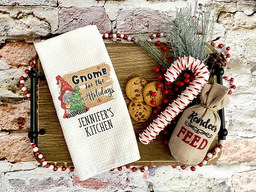 Gnome For The Holidays Personalized Christmas Towel