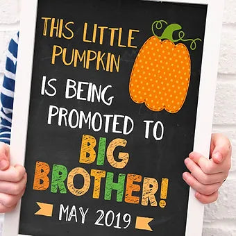 Personalized Little Pumpkin is Promoted To Big Brother Baby Announcement
