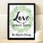 Personalized Love Grows Here Monogram Print