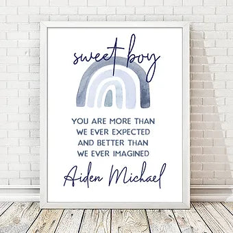 Personalized Sweet Boy Blue Rainbow Print