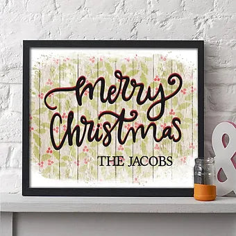 Personalized Merry Christmas Rustic Print