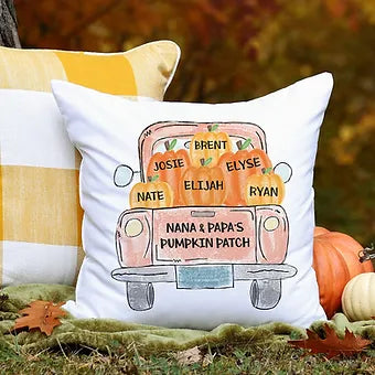 Personalized Fall Pumpkin Truck Pillow