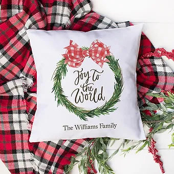 Joy To The World Personalized Christmas Pillow