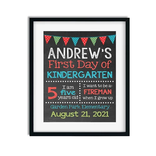 Personalized First Day of School Print