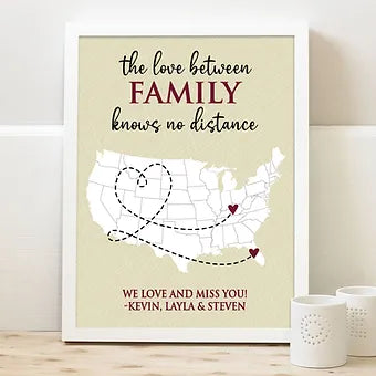 Personalized The Love Between Family Knows No Distance Print