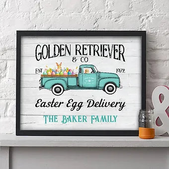 Personalized Golden Retriever & Co. Easter Egg Delivery Print